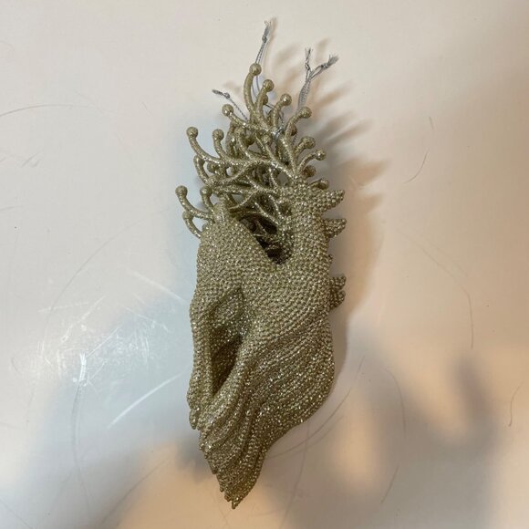 Set Of 6 Gold Glittered Reindeer Christmas Ornaments With Hanging Strings For Ho - Picture 8 of 8